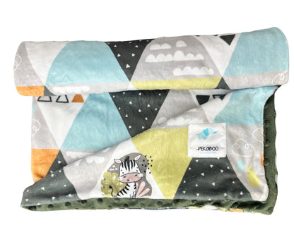 Couverture minky - Animaux triangles