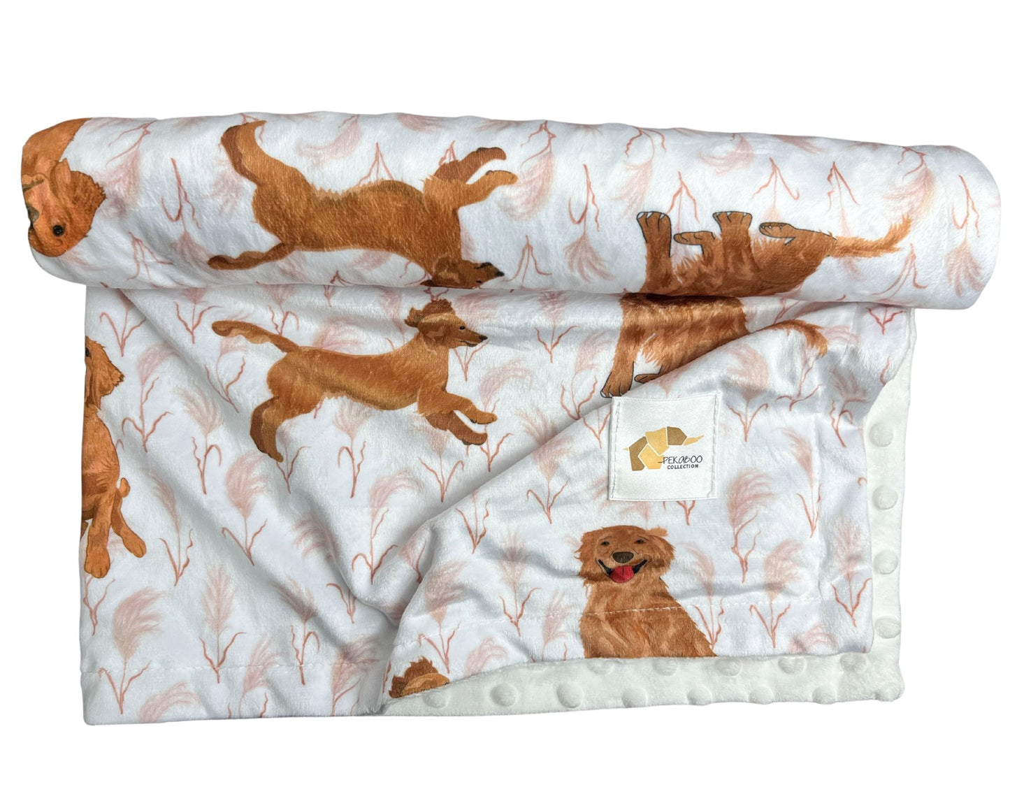 Couverture minky - Golden & feuillus