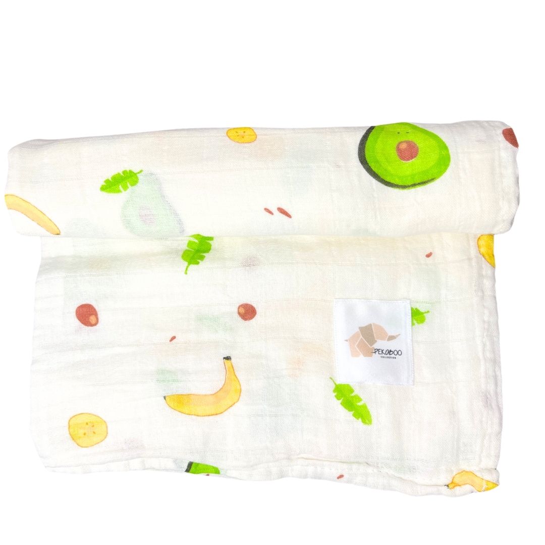 Couverture mousseline de coton - Avocats et fruits