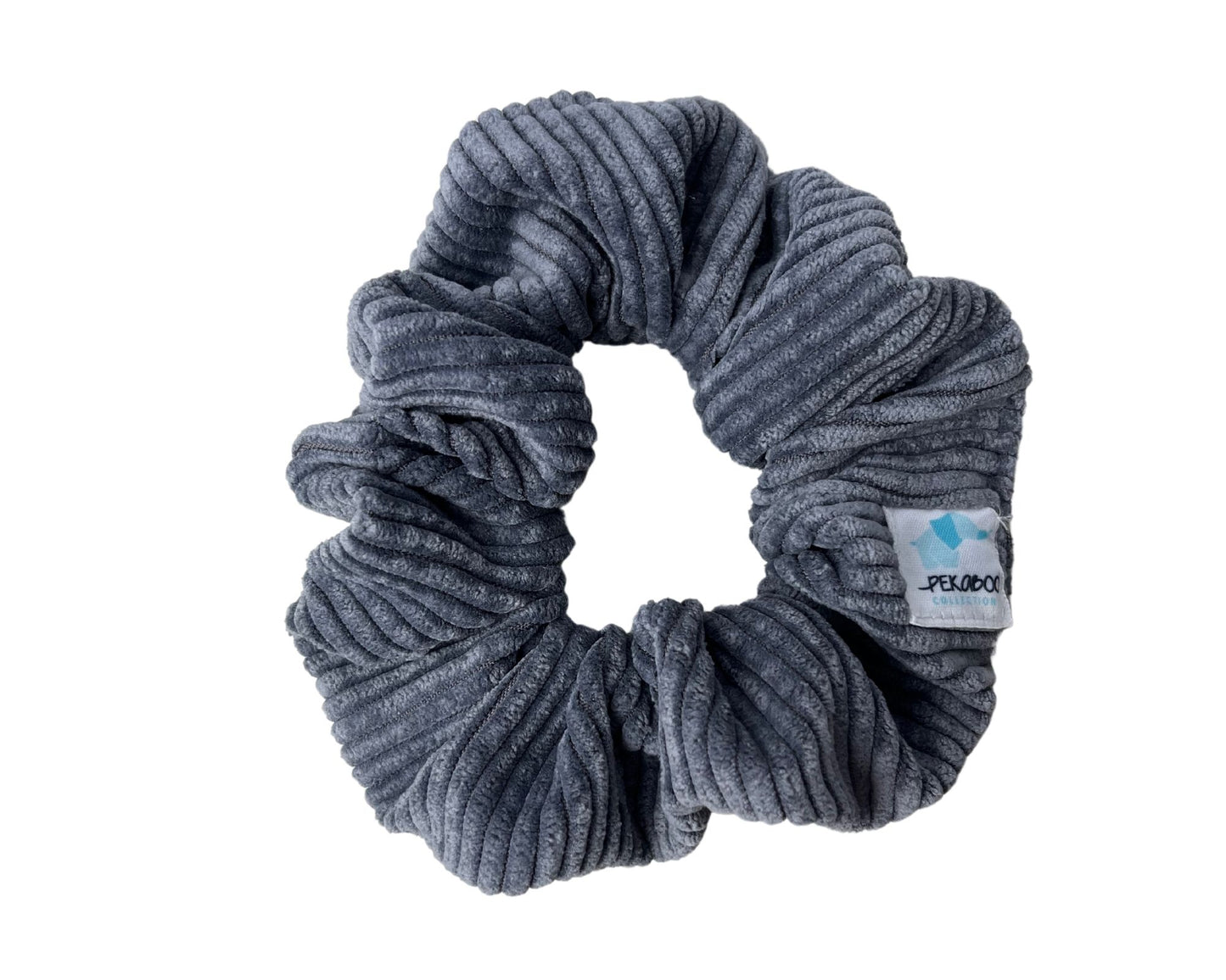 Chouchou élastique pour cheveux - Corduroy côtelé bleu gris