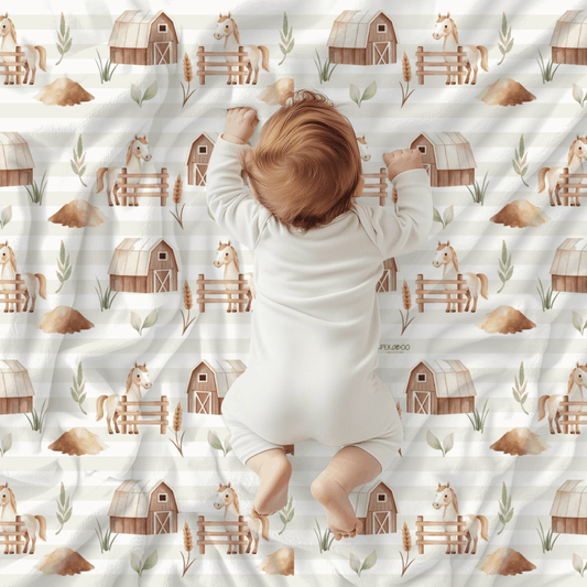 Couverture magiks - Chevaux beige bold stripes