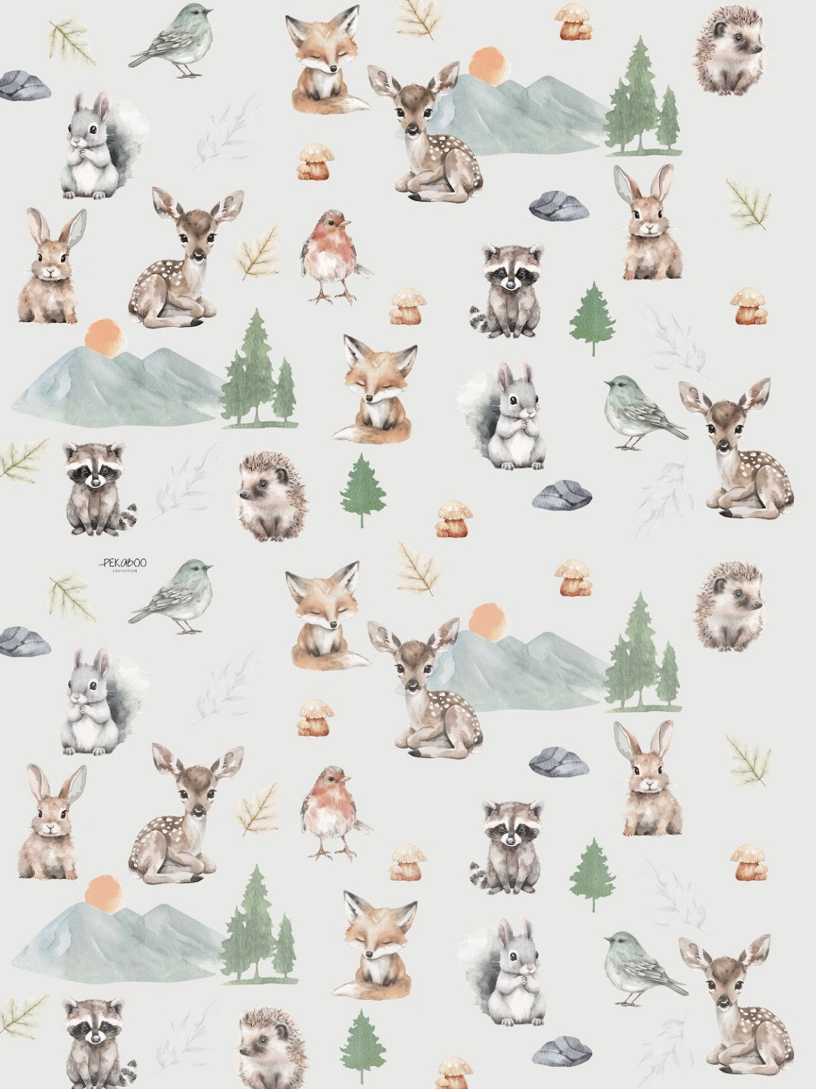 Couverture minky - Animaux nature sauge