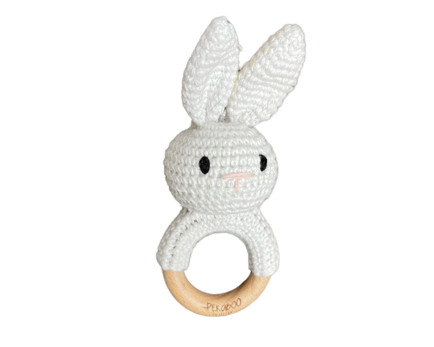 Hochet bois et crochet - Lapin blanc