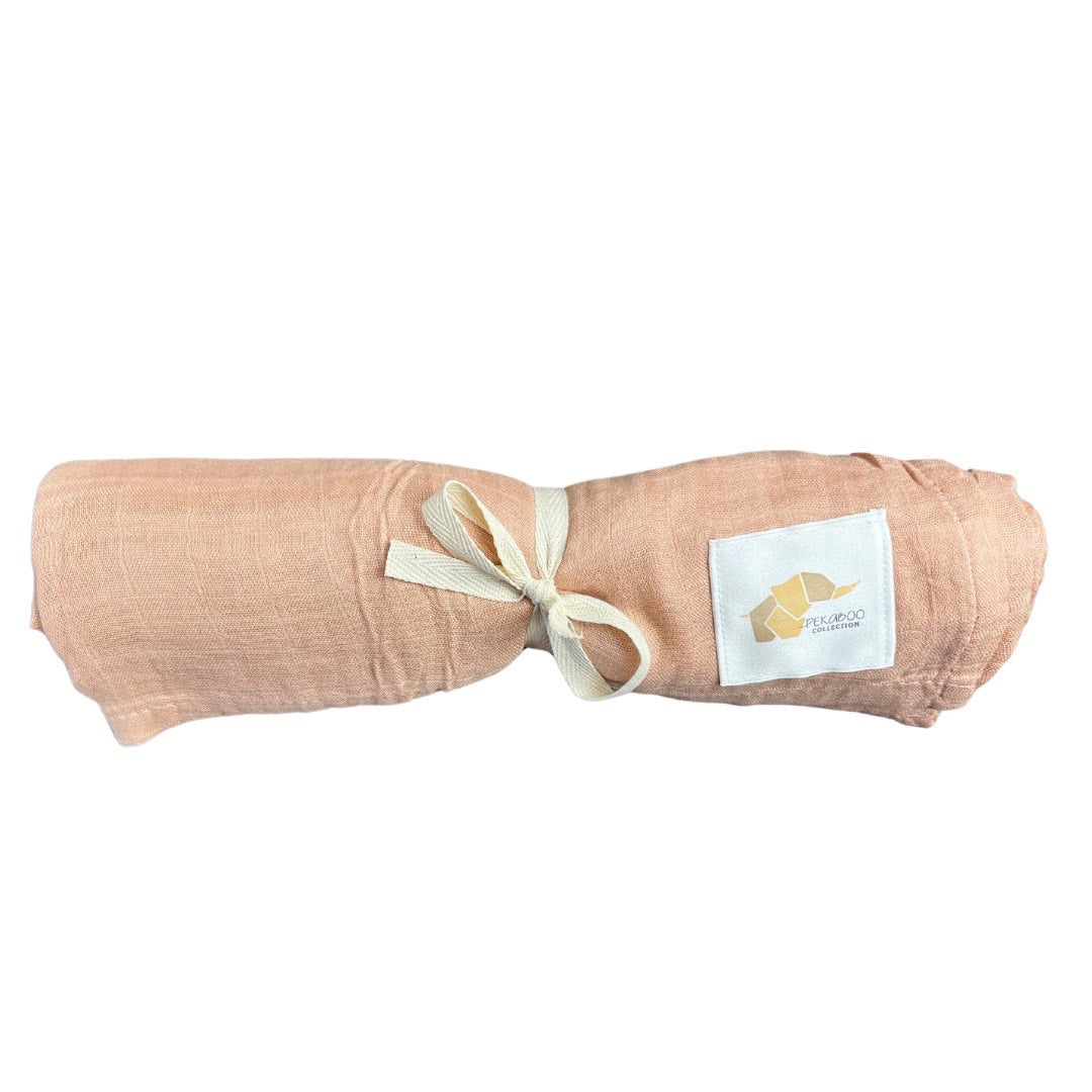 Couverture mousseline de bambou - Skin rose uni