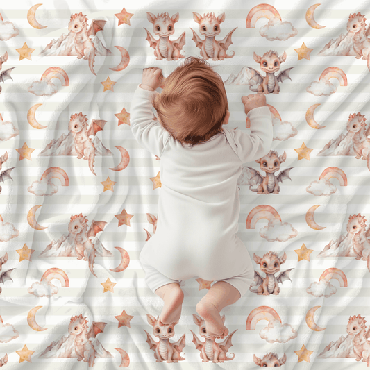 Couverture magiks - Dragons rose bold stripes