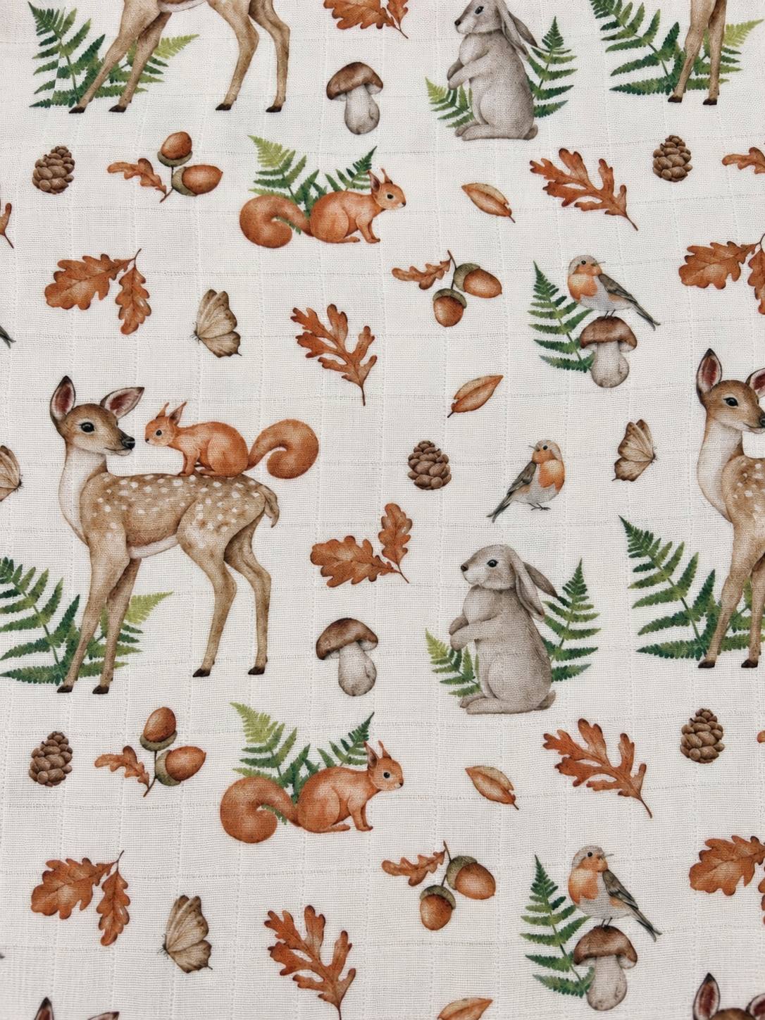 Couverture mousseline de bambou - Animaux de la forêt automnale