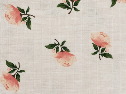 Couverture mousseline de bambou - Petite pivoine rosée