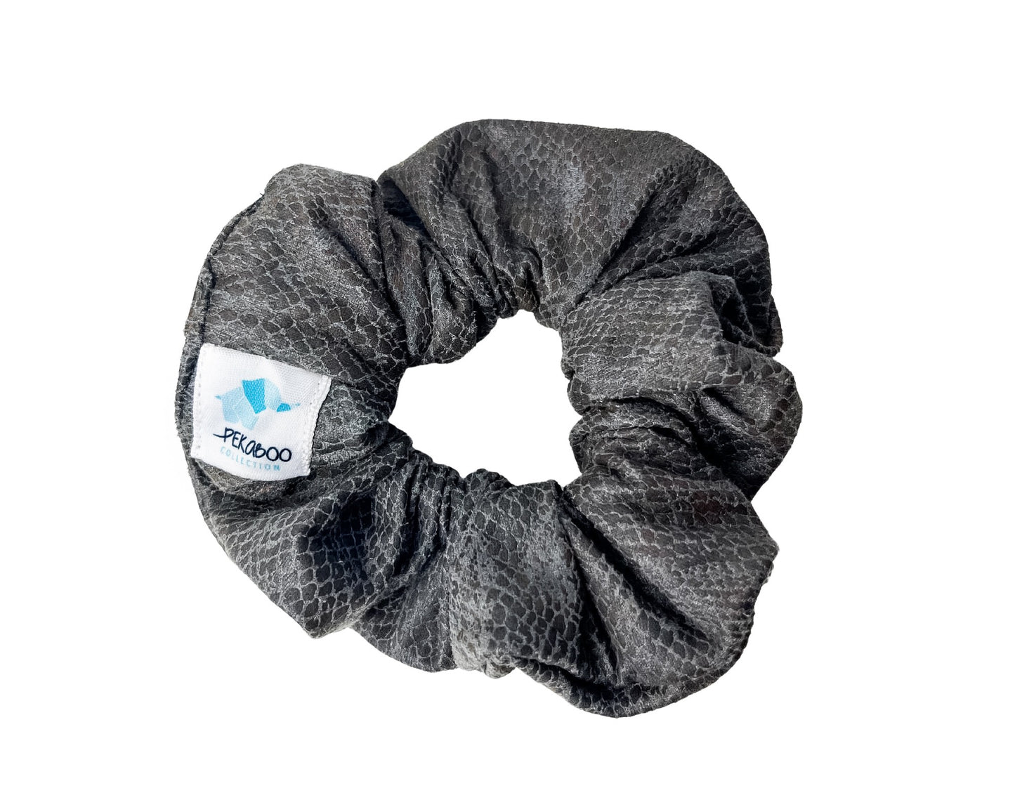 Chouchou élastique pour cheveux - Cuirette satinée charcoal