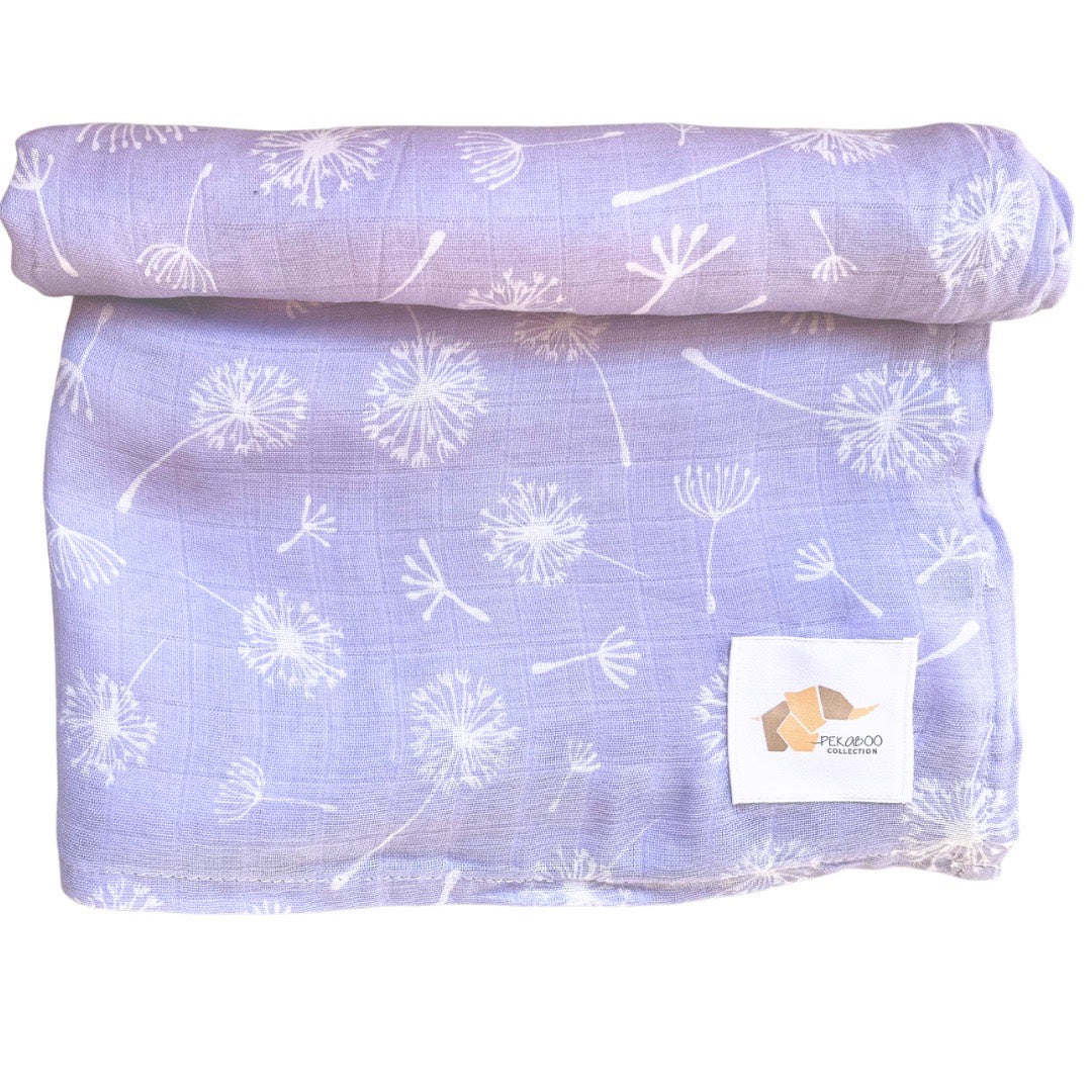 Couverture mousseline de coton - Dandelion mauve