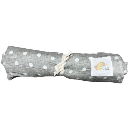 Couverture mousseline de coton  - Pois blanc & gris