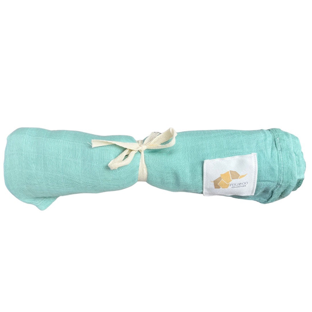 Couverture mousseline de bambou - Pâle teal uni