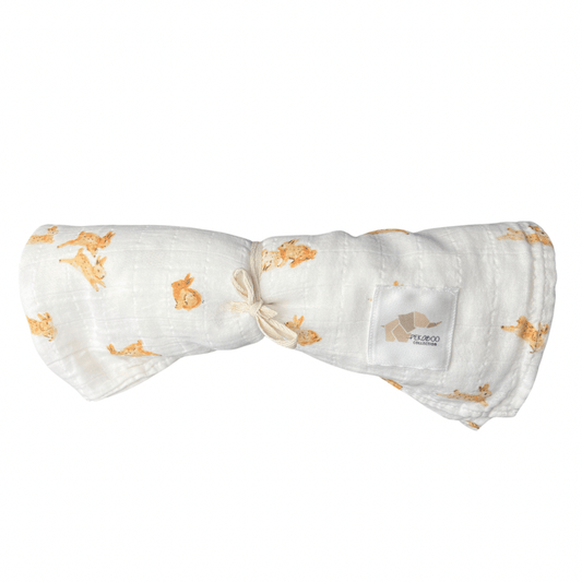 Couverture mousseline de coton bio - Lapin beige