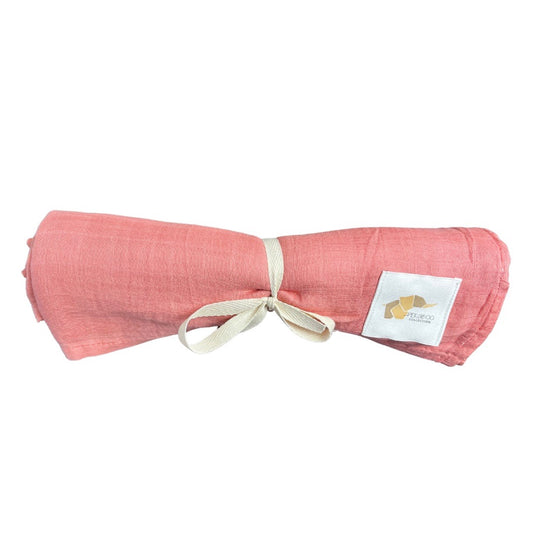 Couverture mousseline de bambou - Salmon pink uni