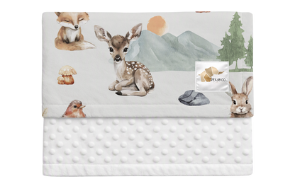 Couverture minky - Animaux nature sauge