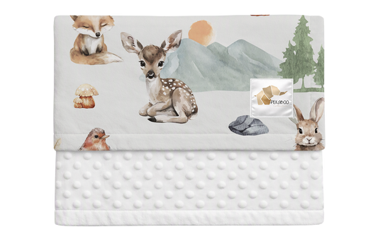 Couverture minky - Animaux nature sauge