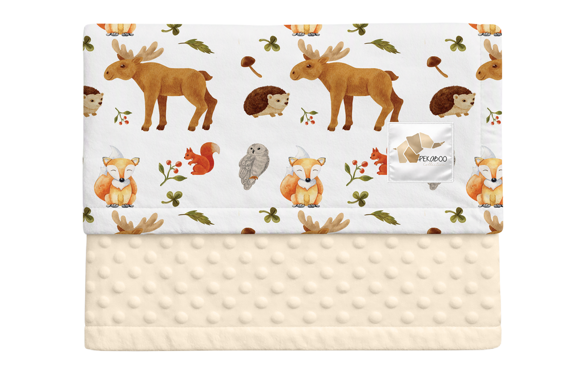 Couverture minky - Animaux d'automne