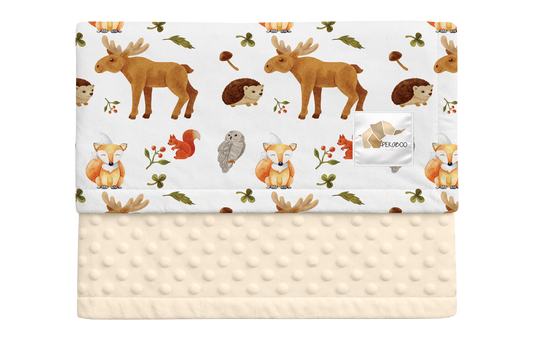 Couverture minky - Animaux d'automne