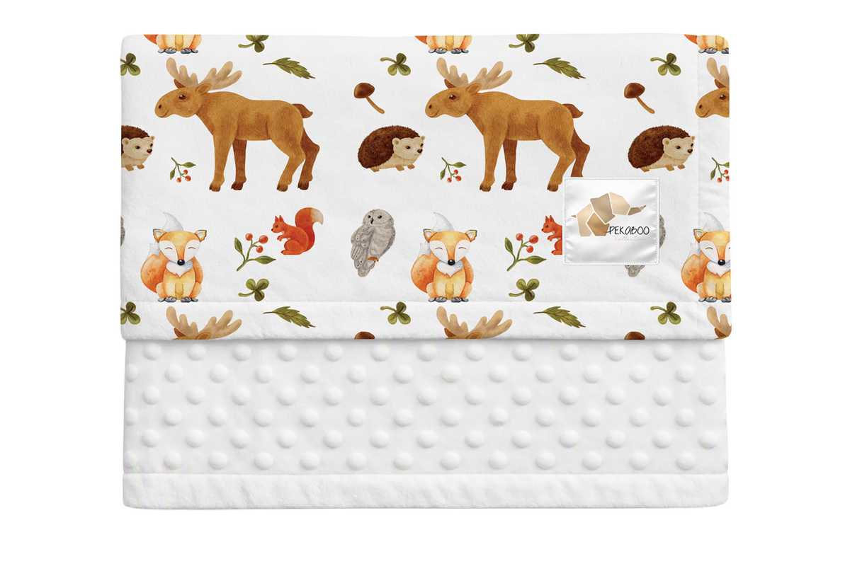 Couverture minky - Animaux d'automne