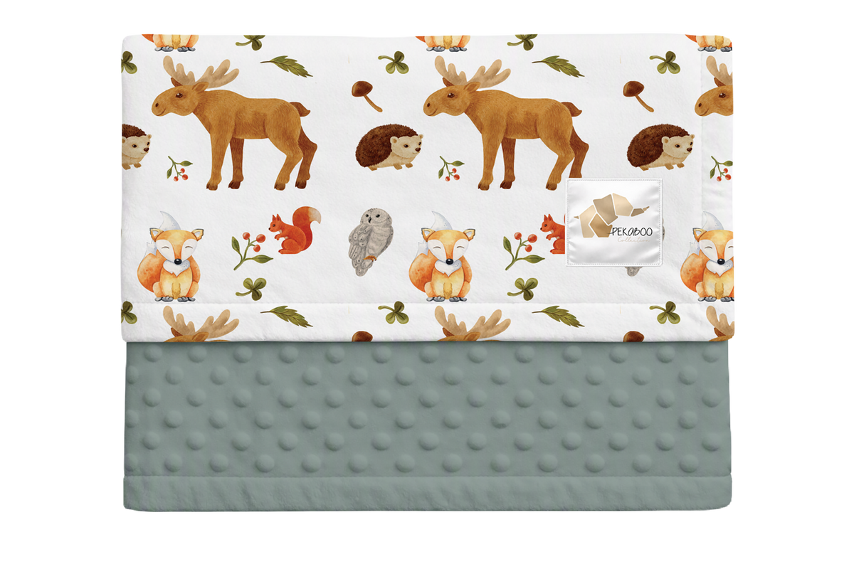 Couverture minky - Animaux d'automne