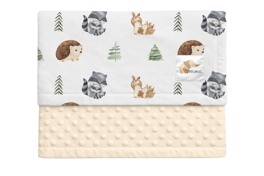 Couverture minky - Animaux sauge
