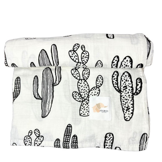 Couverture mousseline de coton - Cactus noirs