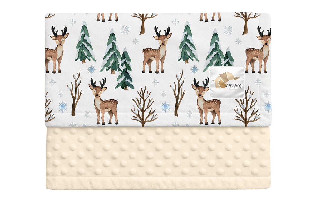 Couverture minky - Bambis et sapins