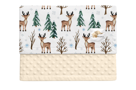 Couverture minky - Bambis et sapins