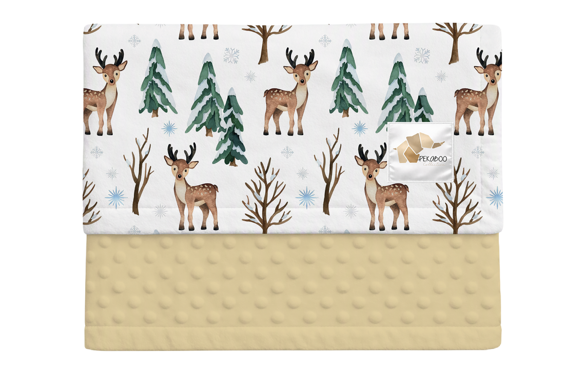 Couverture minky - Bambis et sapins