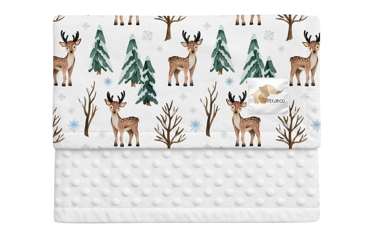 Couverture minky - Bambis et sapins