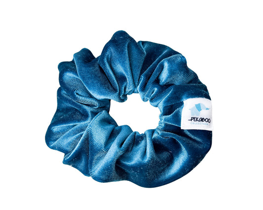 Chouchou élastique pour cheveux - Velours bleu canari