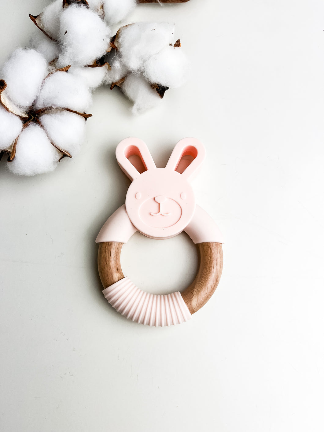 Jouet de dentition-Anneau lapin rose pâle