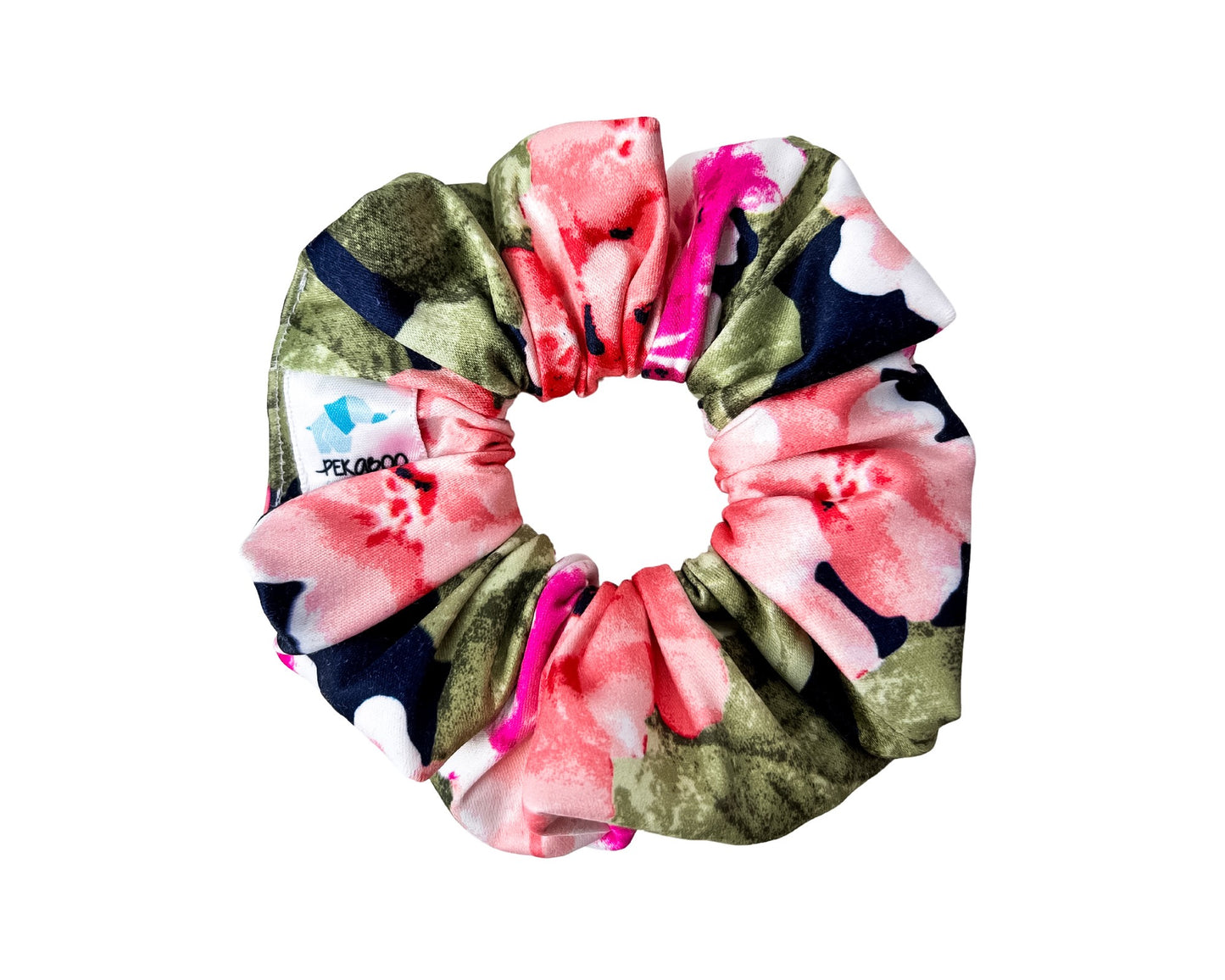 Chouchou élastique pour cheveux - Satin floral marine