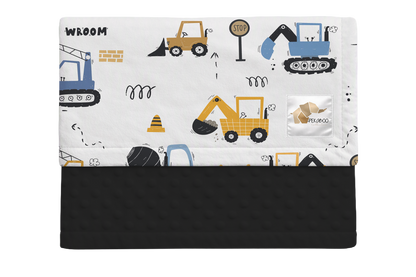 Couverture minky - Camions de construction bleus