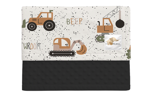 Couverture minky - Camions de construction rust sauge