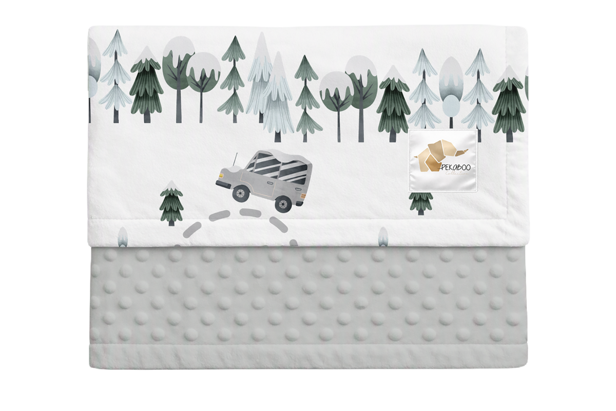 Couverture minky - Camions d'hiver