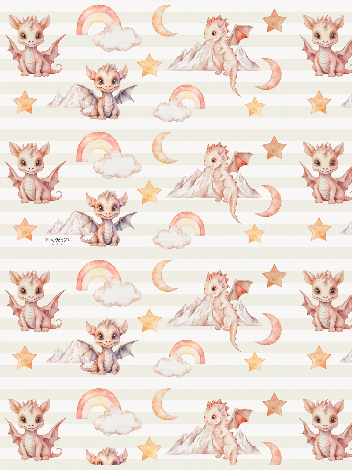 Couverture minky - Dragons roses bold stripes