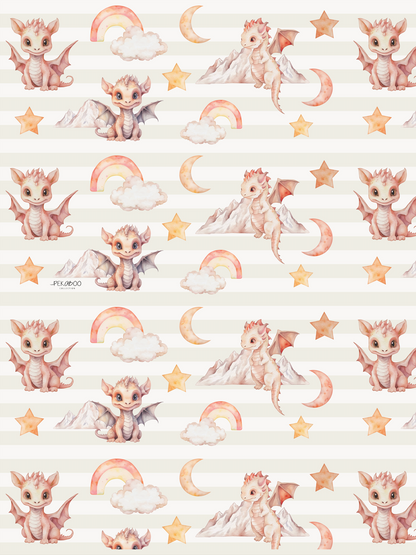 Couverture minky - Dragons roses bold stripes