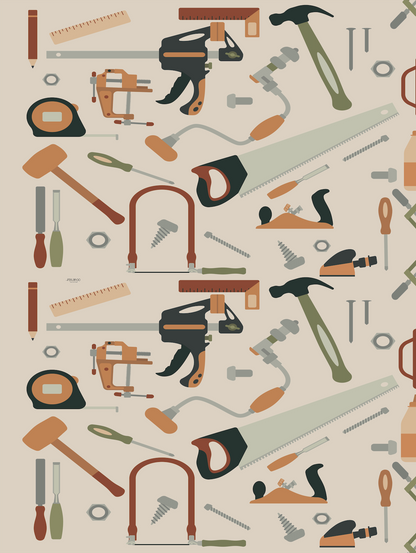 Couverture minky - Outils de construction beiges