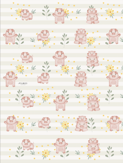Couverture minky - Petits cochons roses bold stripes
