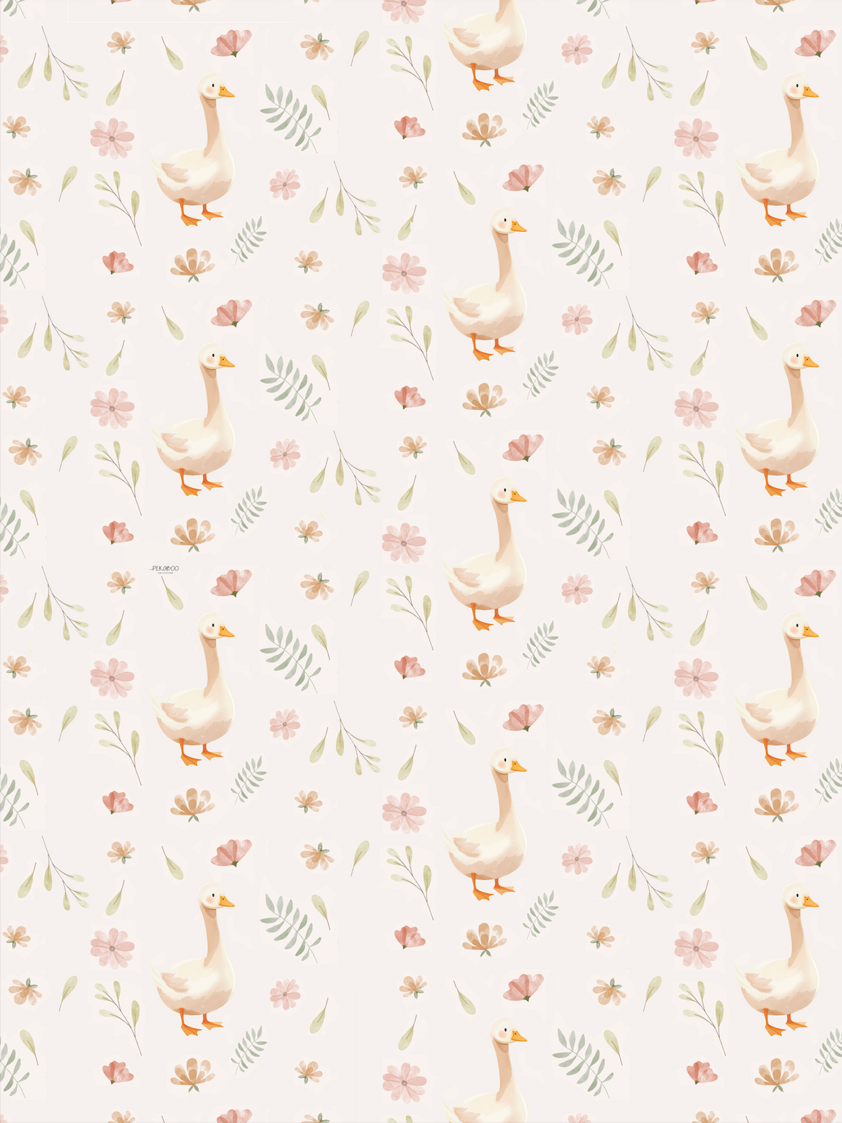 Couverture magiks - Oies fleuri pastel rose et rust