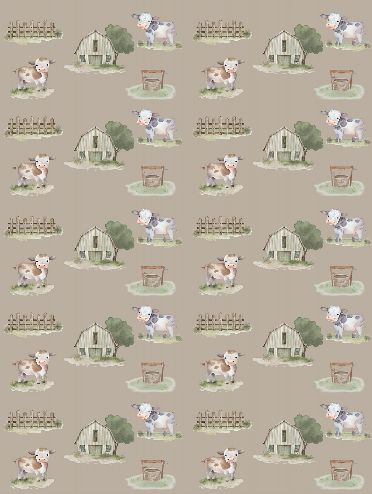 Couverture minky - Fermes vaches taupe