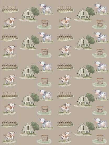 Couverture minky - Fermes vaches taupe