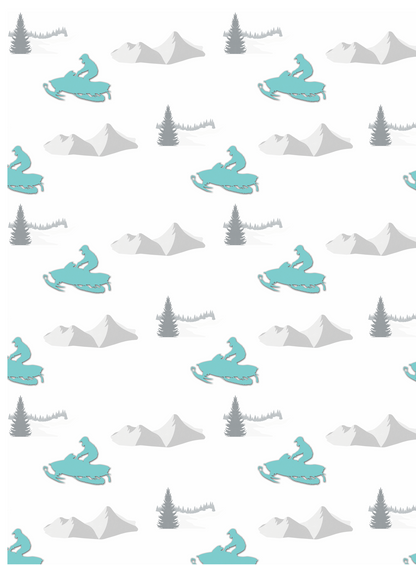 Couverture minky - Motoneiges turquoise