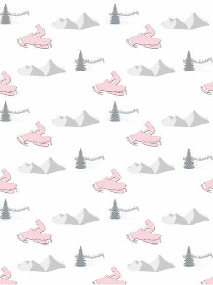 Couverture minky - Motoneiges roses