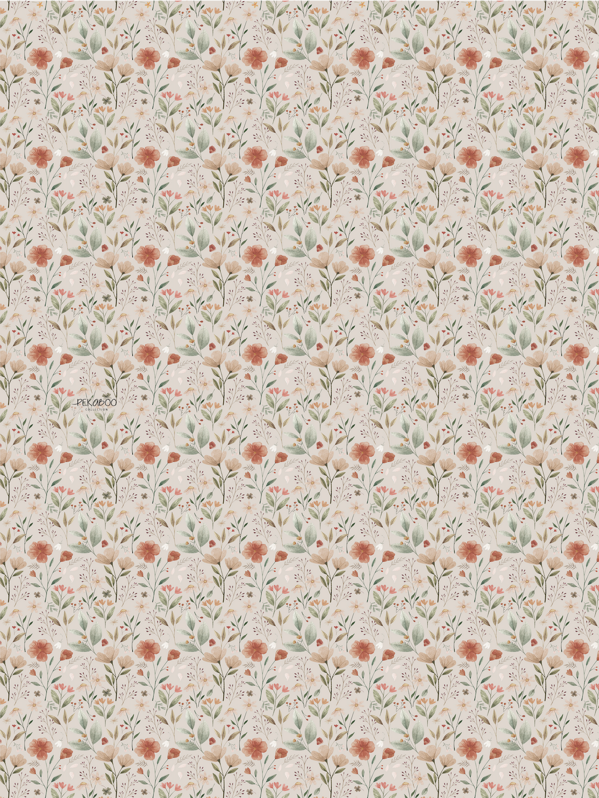 Couverture minky - Fleuri vintage beige