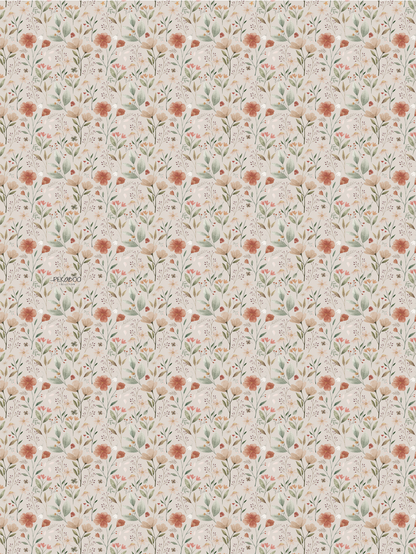 Couverture minky - Fleuri vintage beige