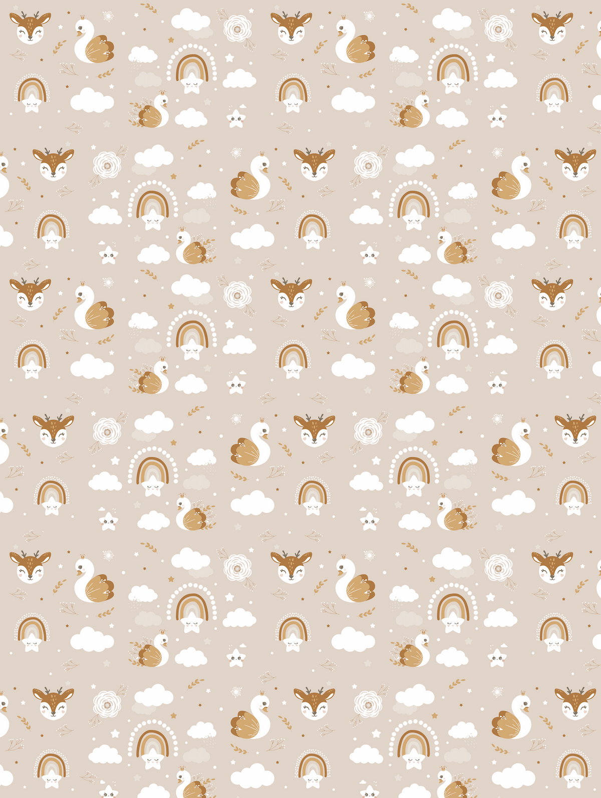 Couverture minky - Bambis et cygnes