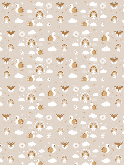 Couverture minky - Bambis et cygnes