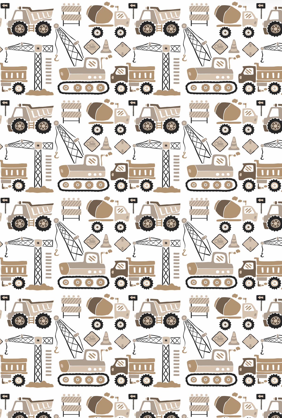 Couverture minky - Camions de construction beiges