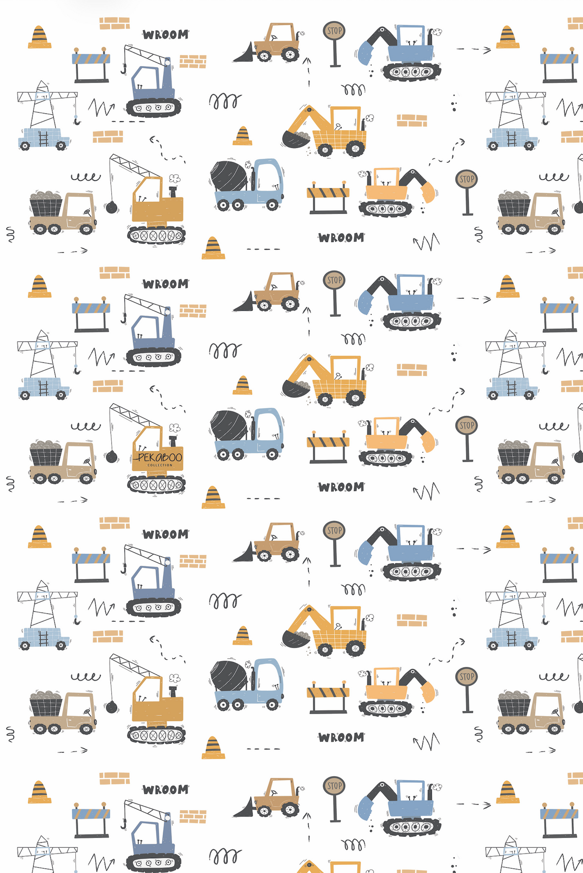 Couverture minky - Camions de construction bleus